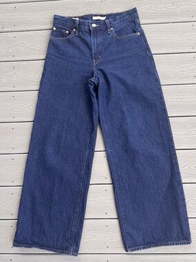 Levi’s dark wash straight leg extra long cropped wide leg denim jeans 26